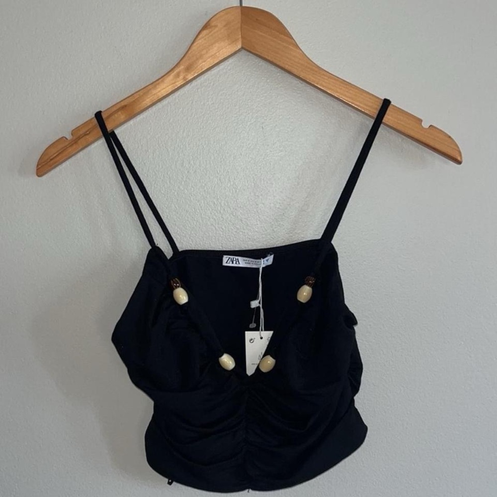 Zara Cropped Beaded Tank
